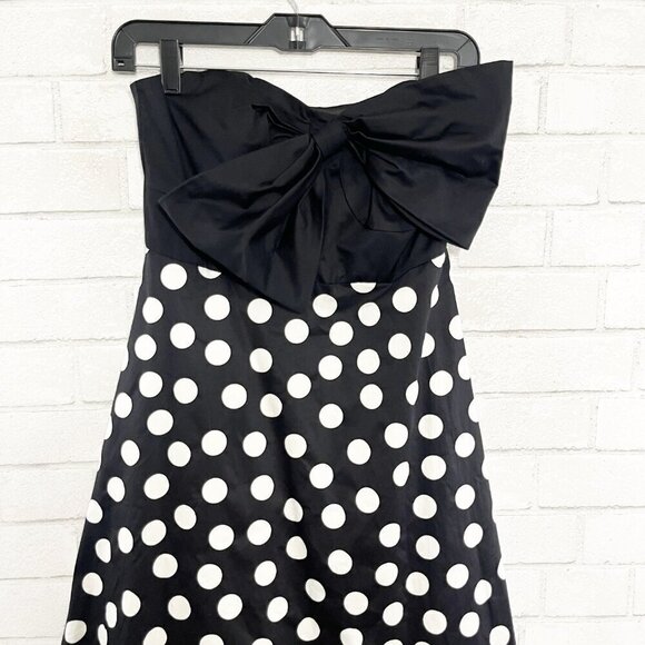Hutch for Anthropologie Black & White Polka Dot Strapless Dress with Bow Size 4P - Picture 5 of 13